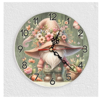 Wanduhr aus Glas mit Wichtel Cowboy Motiv